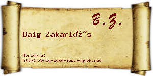 Baig Zakariás névjegykártya